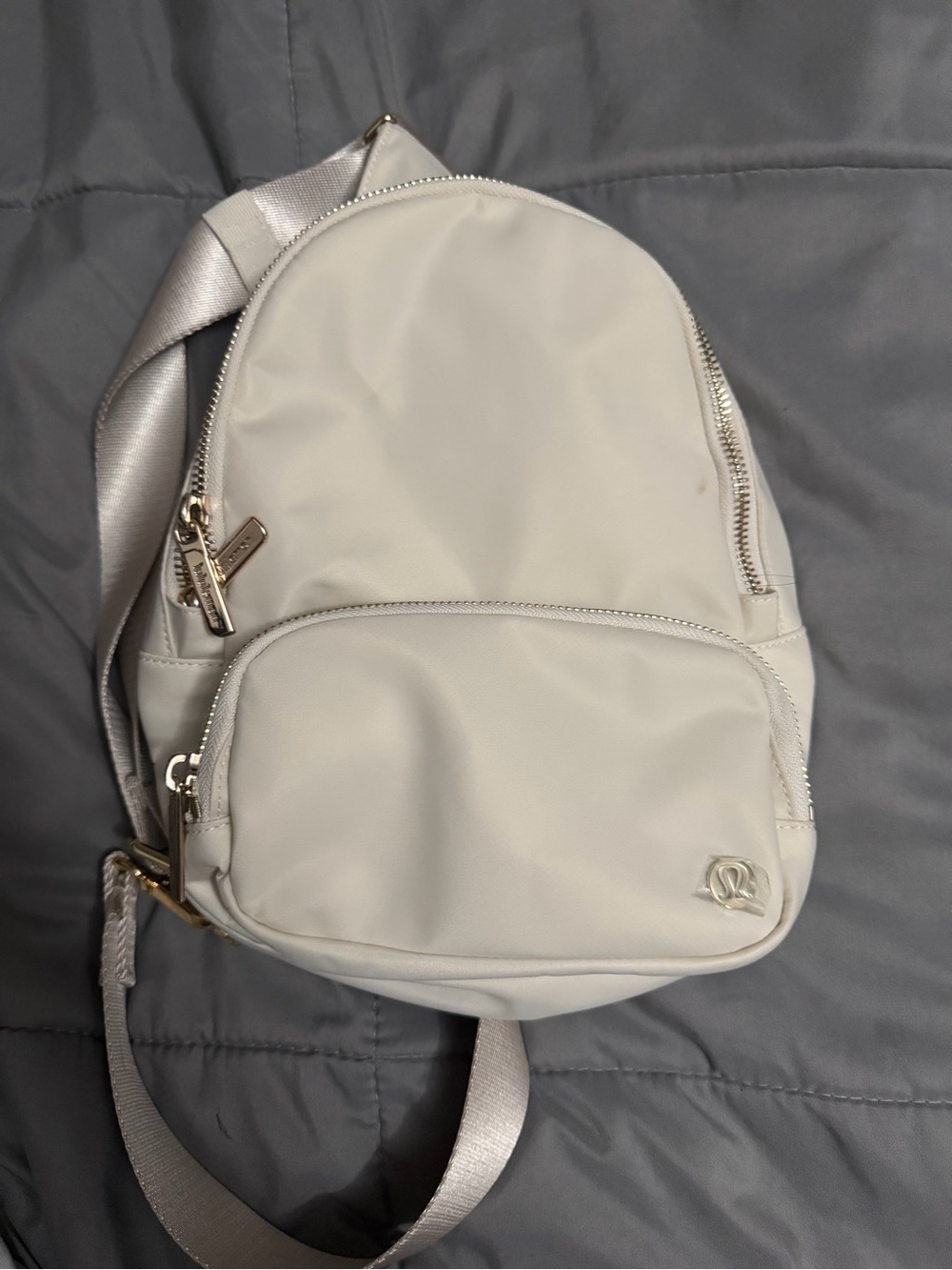 Minimal Cream Crossbody Backpack - Sleek Everyday Bag